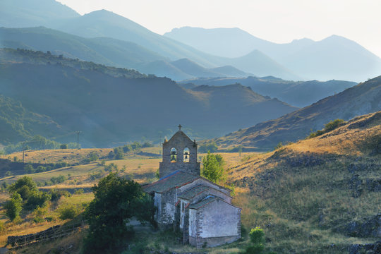 Views of ermitage near Villafeliz de Babia village, Spain