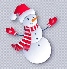 Paper cut illustration of Snowman