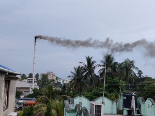 Smoke out from chimney pollute air, nature pollution