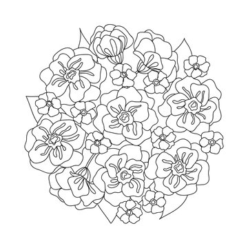 vector flower daisy poppy bouquet card printable coloring page outline circle illustration