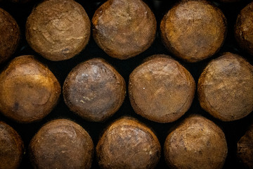 Cuban Cigars close up: Traditional handmade tobacco product.