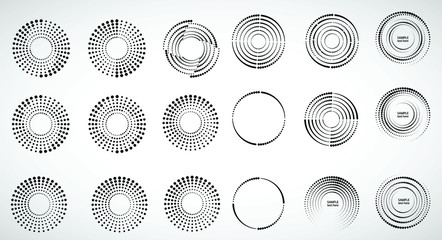 Halftone dots in circle form. round logo . vector dotted frame . design element