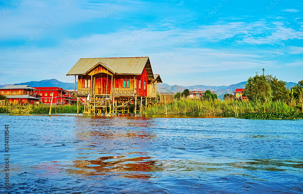 Canvas Prints The post office in stilt house, Inle Lake, Ywama, Myanmar