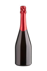 Wine collection - Champagne bottle without label. Isolated on white background