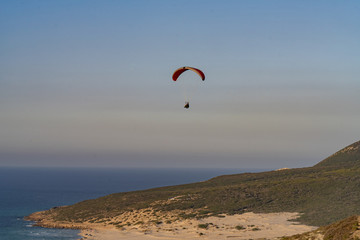 Fototapeta na wymiar Paragliding in north tunisia - Cap Angela