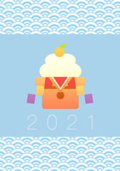 2021年　シンプル年賀状　青海波