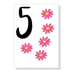 Printable flashcard for numbers for children. For preschool and kindergarten kids learning numbers, to count to deduct, to decide math example. Mathematics cards for children. Educational card. Vector