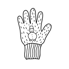 Winter gloves vector illustration in Doodle style. Knitted garments for the hands. Fashionable winter accessory. Handmade gloves isolated on a white background