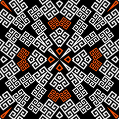 Geometric greek vector seamless pattern. Abstract tribal ethnic style  background. Repeat colorful trendy backdrop with lines, mazes, shapes. Greek key meanders geometrical elegant modern ornaments