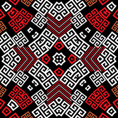 Geometric greek vector seamless pattern. Abstract tribal ethnic style  background. Repeat colorful trendy backdrop with lines, mazes, shapes. Greek key meanders geometrical elegant modern ornaments