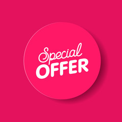 Round badge with text special offer inside. Vector flat illustration. Special offer for sales promotion.