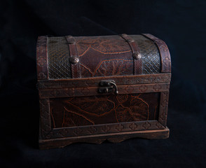 treasure chest isolated on black background