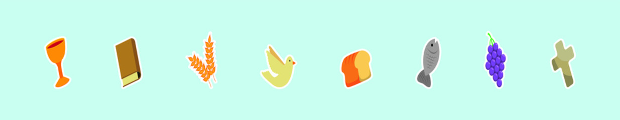 set of christian icons cartoon icon design template with various models. vector illustration