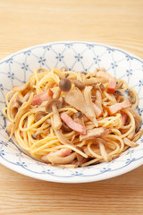 キノコの和風スパゲッティ