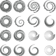 Halftone dots in circle form. round logo . vector dotted frame . design element