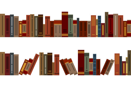 Many different colored books, seamless borders for design