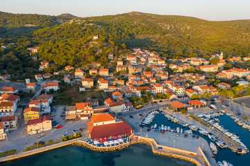 Naklejka na ściany i meble Aerial view of Tkon town on Pašman Island, Croatian Adriatic