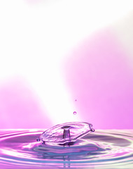 Water Drop Collisions Macro Photography with pink background	