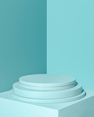 Light cyan podium, 45 degrees view