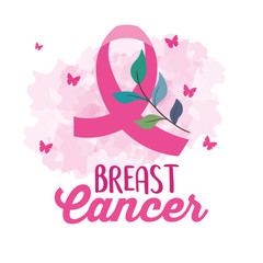 pink ribbon, symbol of world breast cancer awareness month in october vector illustration design