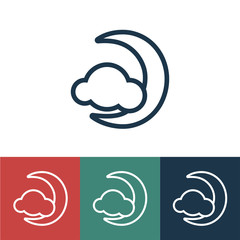 Line icon month and cloud