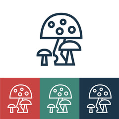 Linear vector icon with mushrooms toadstools