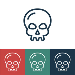Linear vector icon with skull