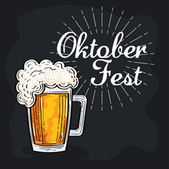 oktoberfest festival celebration with jar beer vector illustration design