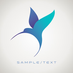 Stylized image of hummingbird, good for logo, isolated on gradient background. © LaInspiratriz