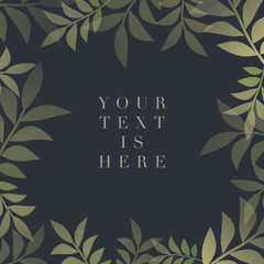 Botanical frame of delicate and stylized leaves and sample text