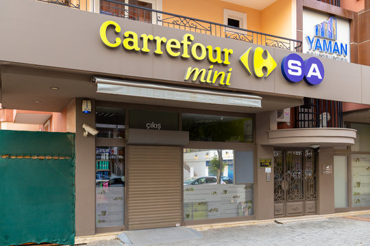 Alanya, Turkey - 23 Aug 2020: Carrefour mini store closed.