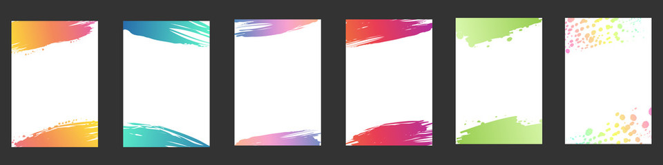 Set of vector backgrounds with ink brush frames for brochure, posters, flyers or cards. Isolated templates