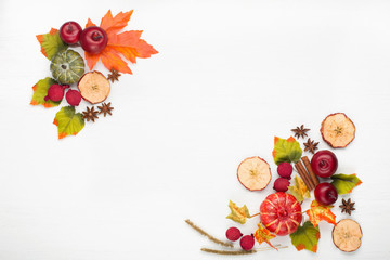 Fall, Halloween or Thanksgiving Holiday design. Flat lay, top view.