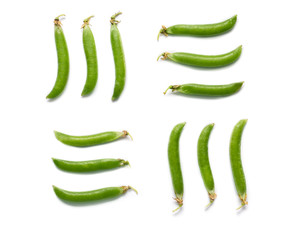 Tasty fresh peas on white background