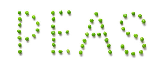 Word PEAS on white background