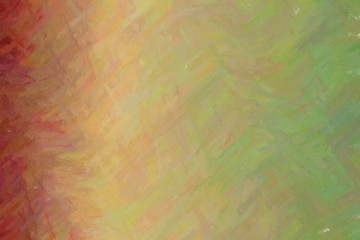 Green and dark red waves long brush strokes pastel background, digitally created.