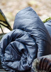 adventure,Soft sleeping bag for warmth as bedtime rolls round on the floor.
