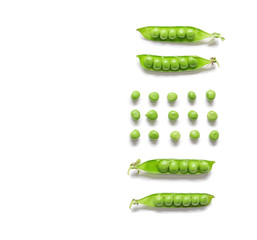 Tasty fresh peas on white background