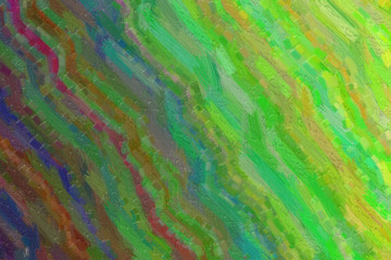 Green and purple waves Bristle Brush abstract paint background.