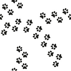Fototapeta na wymiar Black and white seamless pattern with paw prints. Abstract background, animal footprint, illustration.