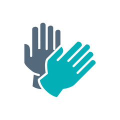 Fototapeta na wymiar Rubber gloves colored icon. Cleaning supply, hand disinfection symbol