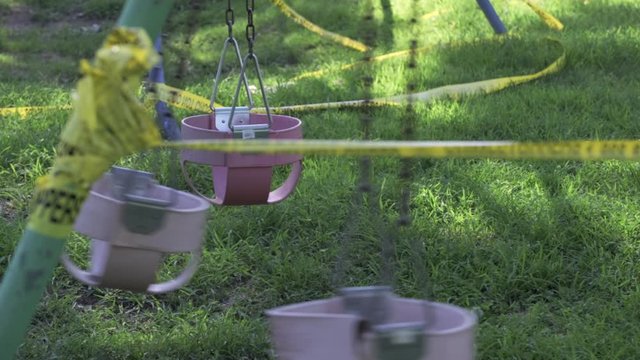 Static shot of closed empty swings. Close up
