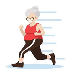 old woman attractive running cartoon