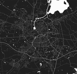Urban city map of Odense. Vector poster. Grayscale street map.
