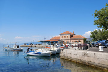 Fototapeta na wymiar Beautiful view of Sveti Juraj, Croatia. A small quiet port village on the Adriatic with crystal clear water.