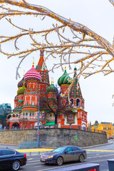 Obraz premium Moscow, Russia - Dec 29, 2019: New year in the Russian capital. Christmas in Moscow. Red square. Moscow Kremlin. St. Basil's Cathedral.