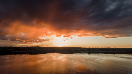 Beautiful lake in summer evening, National park Mari El, Russia
