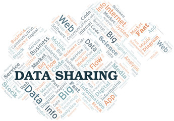 Data Sharing vector word cloud, made with text only.