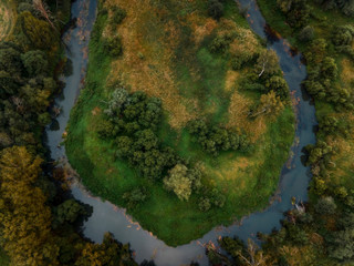 Russia summer landscape in sunset, Vladimir region 