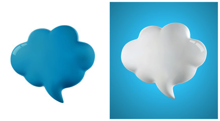 3d vector talking cloud, 3D illustration of speech bubble. Glossy talking cloud bubble high quality vector. Shiny cloud foam vector.
